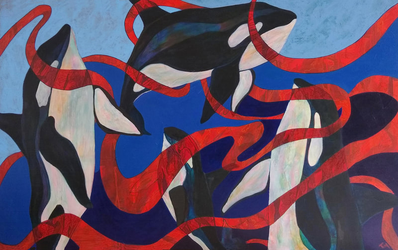 Acrylic by Tina Alberni bringing awareness about the plight of Southern Resident Orcas.
©2019 Color by Design Studio

