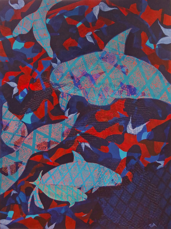Acrylic on canvas by Tina Alberni. Bringing awareness about the current predicament of vaquita porpoises.