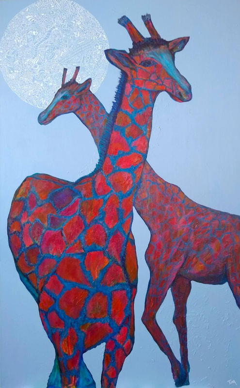 Acrylic by Tina Alberni bringing awareness about the plight of Giraffes with regards to climate change
©2019 Color by Design Studio